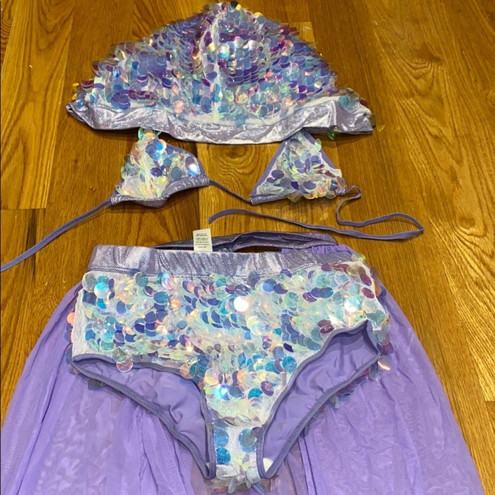 Dolls Kill Iridescent Sequin Bikini Set skirt not included